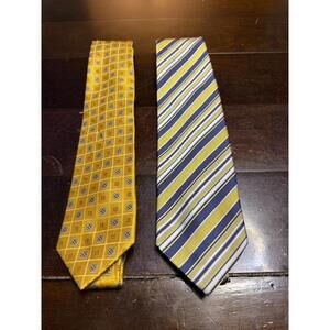 Pair of Coordinating Blue and Gold Jos. A Bank Silk Neckties H2P!
